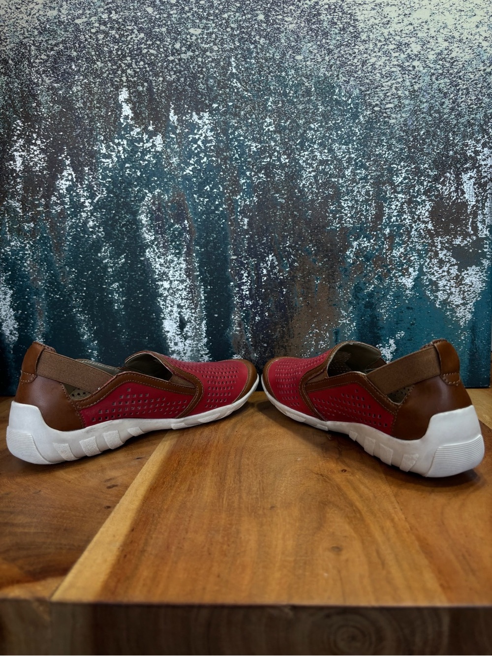 Remonte Colorblock Liv 21 Red‎ Perforated Leather Loafers Size 8 VGUC - Picture 4 of 10